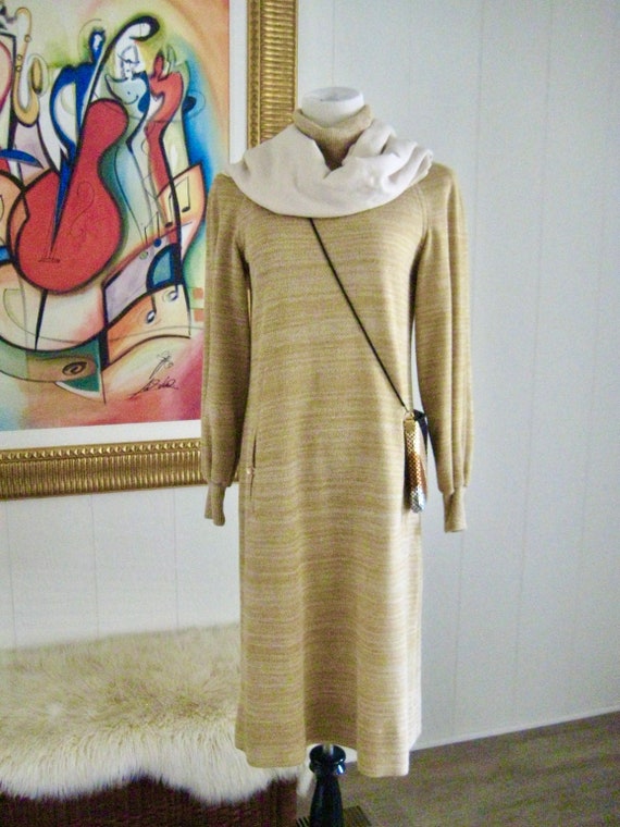 70s KIMBERLY- Sandy Beige Knit Dress - Beautifull… - image 2