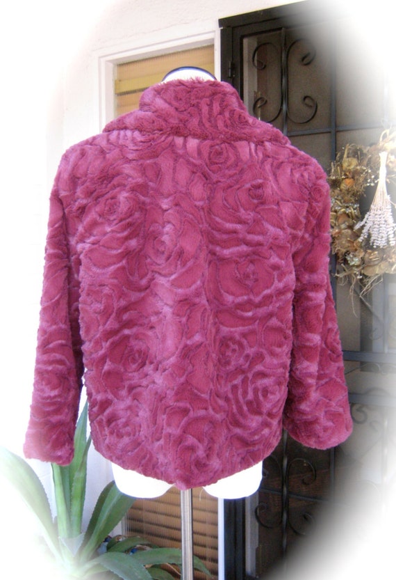 Beautiful Faux Fur Evening Jacket - Plum / Wine C… - image 4