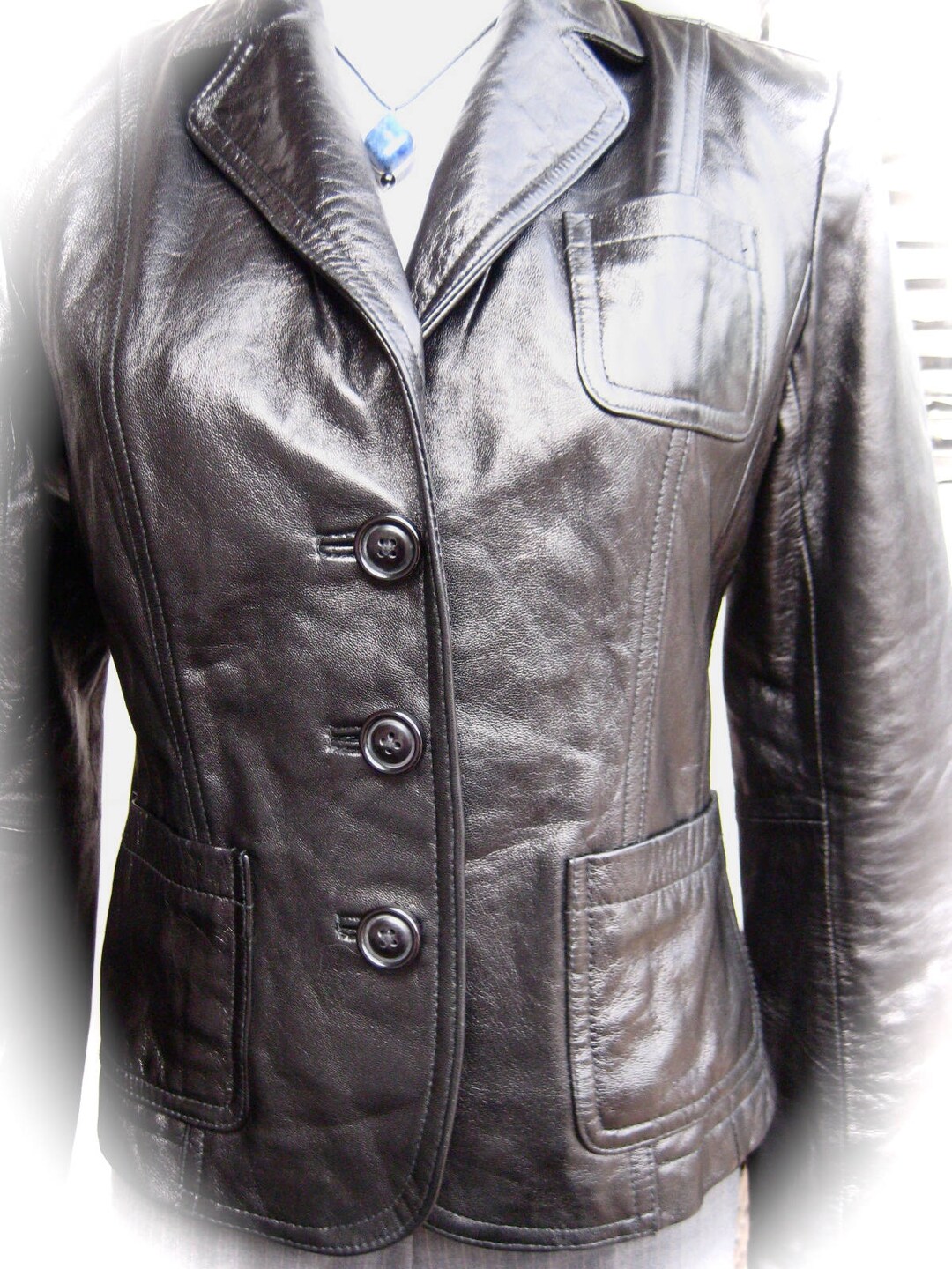 90s vintage short leather jacket ( S ) VINTAGE Short Black Leather Jacket - Early 90s INC