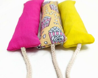 Organic Cat Toys - Stinky Stick - "Popcorn Collection" - Set of 3 - Natural Cat Kicker Toys - Organic Valerian/Catnip - Crinkle Toys