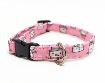 Christmas Cat Collar - "Snowmen" - Light Pink - Safety Buckle/Breakaway - Festive/Holiday Cat Collar - Girl Cat Collar - Winter