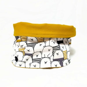 Dog Snood - "Winter Bears" - Dog Loop - Dog Winter Accessory - Dog Fashion - Fun Dog Accessory - Dog Scarves - Off White/Yellow