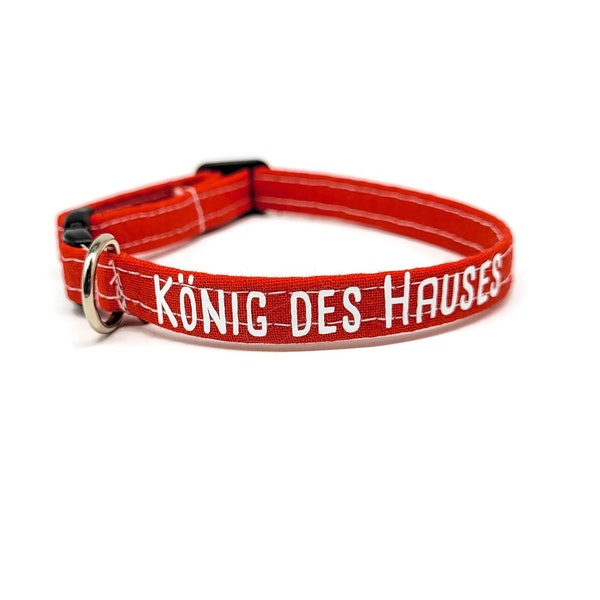 Cat Collar - "König des Hauses" - Customizable Cat Collar - Breakaway - Safe Cat Collar - Cotton Collar - Plain Cat collar - Many Colors