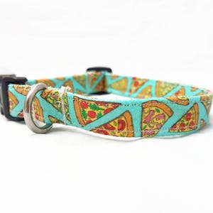 Dog Collar Pizza Fast Food/Foodie Dog Collar Turquoise/Light Blue Fun/Funny/Cool Dog Collars Soft/Durable Dog Collar Cotton image 3