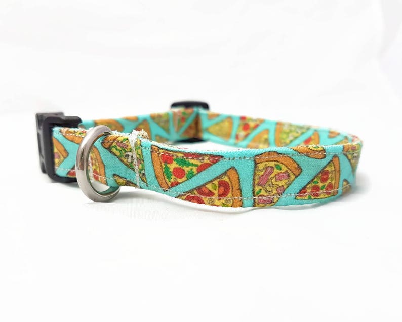 Dog Collar Pizza Fast Food/Foodie Dog Collar Turquoise/Light Blue Fun/Funny/Cool Dog Collars Soft/Durable Dog Collar Cotton image 3