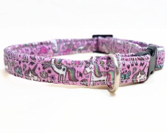 Cat Collar Breakaway - "Unicorn" - Safety Cat Collar - Pink/Colorful Cat Collar - Girl Cat Collar - Fun/Cute Cat Collars - Soft/Durable