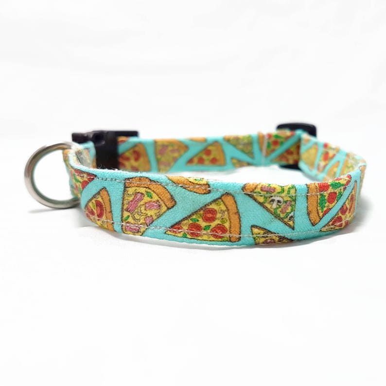 Dog Collar Pizza Fast Food/Foodie Dog Collar Turquoise/Light Blue Fun/Funny/Cool Dog Collars Soft/Durable Dog Collar Cotton image 1