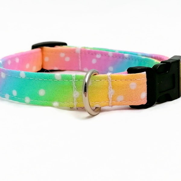 Hundehalsband - "Regenbogen Punkte" - Buntes Hundehalsband - Fröhliches Halsband - Ostern/Frühling - Pastell Halsband - Klein/Mittel/Groß