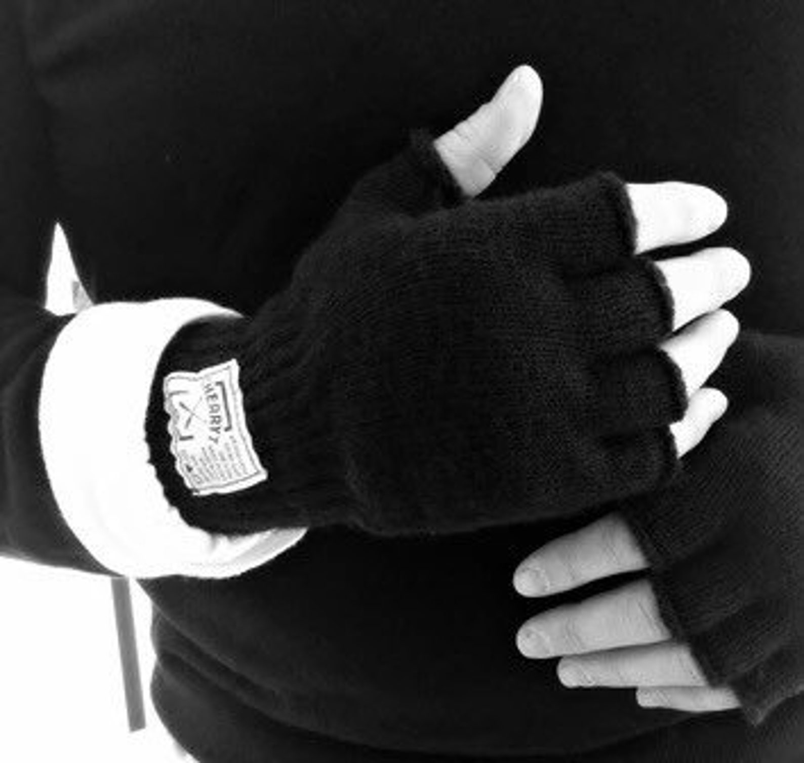 Mens Black Fingerless Wool Gloves Fingerless Gloves Outdoor Etsy