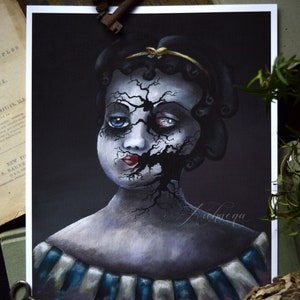8x10 print of Macabre Victorian Doll Horror Painting