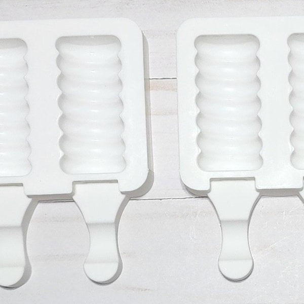 Set of 2  White Silicone Swirl Popsicle Molds - Fake Bake Molds - Plaster Mold - Resin Mold