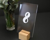 Wedding Table Numbers with FREE STAND | Perspex Numerical Table Numbers | Calligraphy Table Numbers | Acrylic Table Numbers