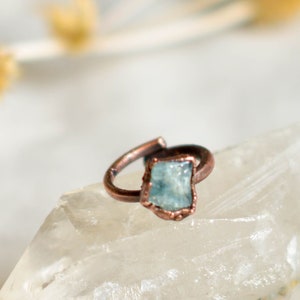 Aquamarine Ring, Copper, Witchy RIng, Adjustable Size, Trending Now image 1