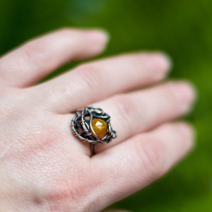 Orange Faceted Agate Ring, Copper Wire Wrapped Ring, Witchy Jewelry, Trending Now, 7th anniversary gift image 1