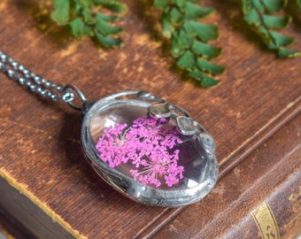 Pressed Fern Necklace,  Pressed Flower Frame, Romantic necklace, Mindfulness Gift