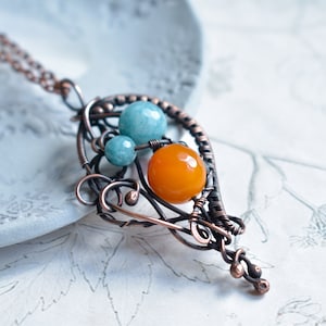 Multicolor Necklace, Romantic Necklace, Elven Jewelry, Sisters Necklace, 7th Anniversary Gift