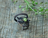Green JADEITE spiral Ring, Adjustable ring, Wire Wrapped Ring, copper promise ring, stacable ring, copper ring band, Copper Anniversary ring