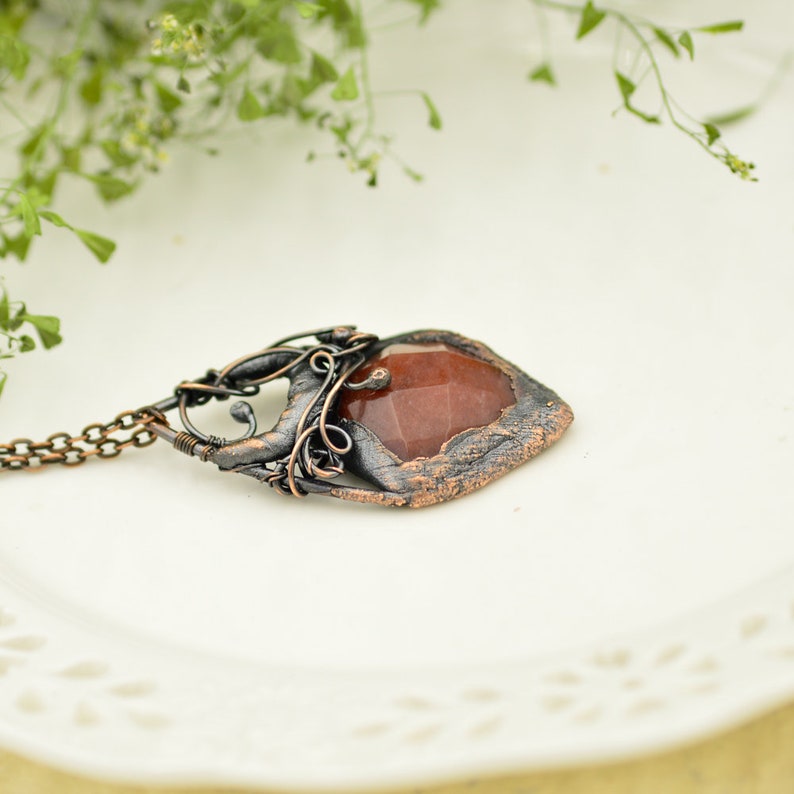 electroforming QUARTZ necklace raw stone necklace witchy necklace electroformed necklace