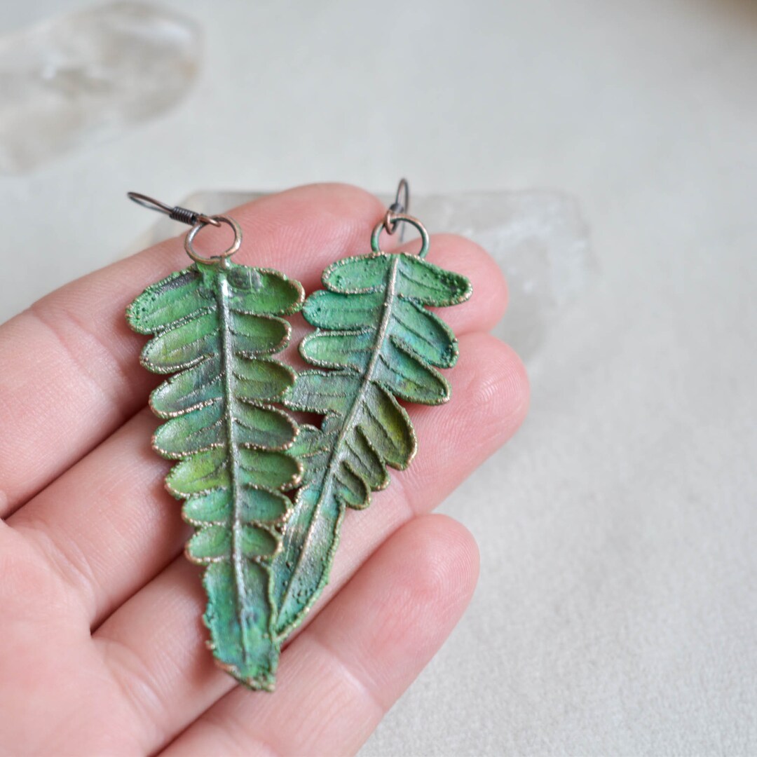 Fern Earrings Real Leaf Earrings Plant Jewelry Woodland Etsy