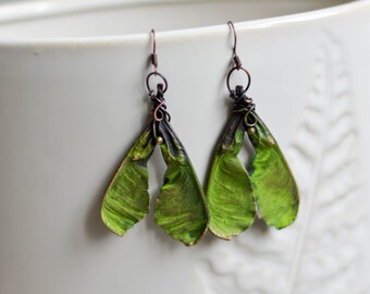 Ash tree earrings, plant jewelry, woodland earrings