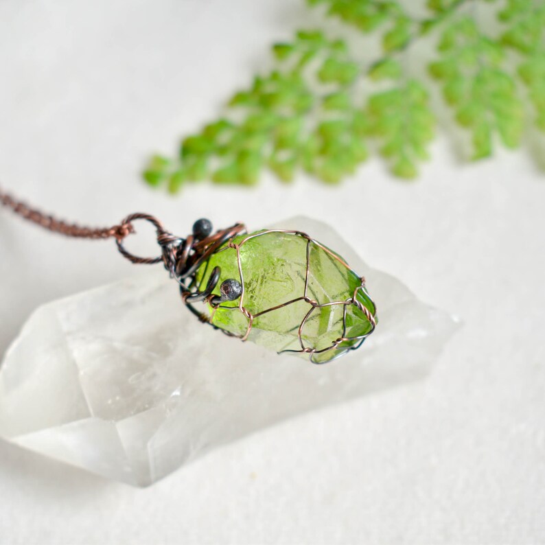 Green crystal necklace, Witchcraft Jewelry, Trending Now, Woodland Necklace image 6