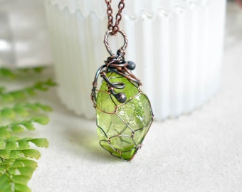 Collar de cristal verde, Joyería de brujería, Trending Now, Collar de bosque