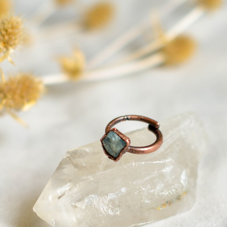 Aquamarine Ring, Copper, Witchy RIng, Adjustable Size, Trending Now image 7