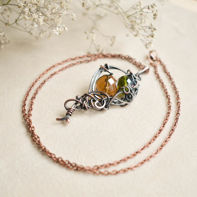 Art nouveau, collar de cristal, joyería de elfos, joyería de brujas, tendencia ahora, joyas vagabunda imagen 2