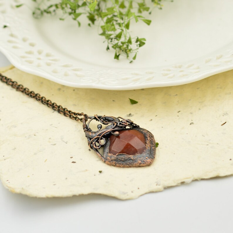 electroforming QUARTZ necklace raw stone necklace witchy necklace electroformed necklace