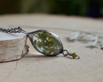 Real Moss Necklace, Preserved Flowers, Witchy Jewelry