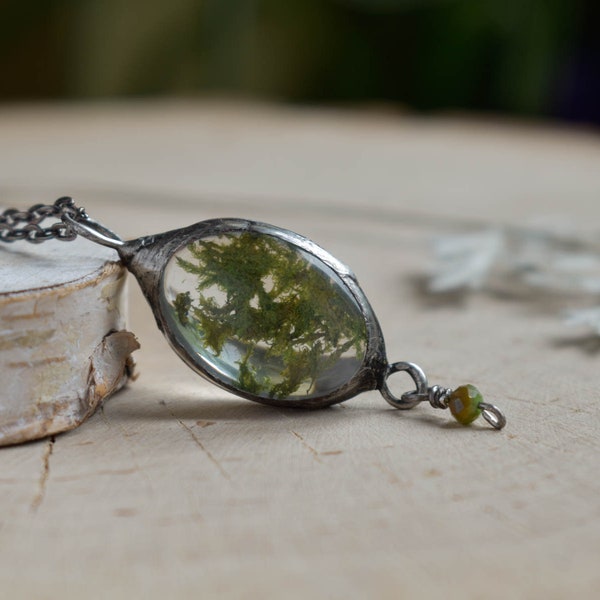 Real Moss Necklace, Preserved Flowers, Witchy Jewelry
