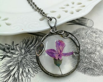 Real Flower Necklace, Pressed Jewelry, Elven Jewelry, Bridal Jewelry, Pressed Flower Frame