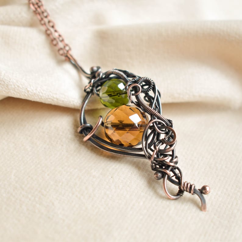 Art nouveau, collar de cristal, joyería de elfos, joyería de brujas, tendencia ahora, joyas vagabunda imagen 1