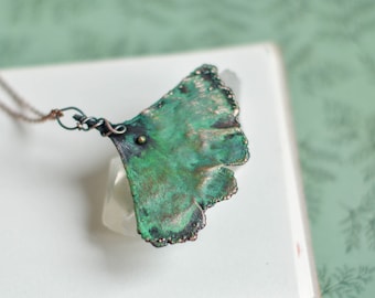 Ginkgo leaf necklace, 7th anniversary gift, electroformed necklace, trending now, plant jewelry, botanical pendant