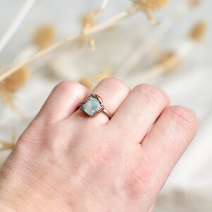 Aquamarine Ring, Copper, Witchy RIng, Adjustable Size, Trending Now image 3