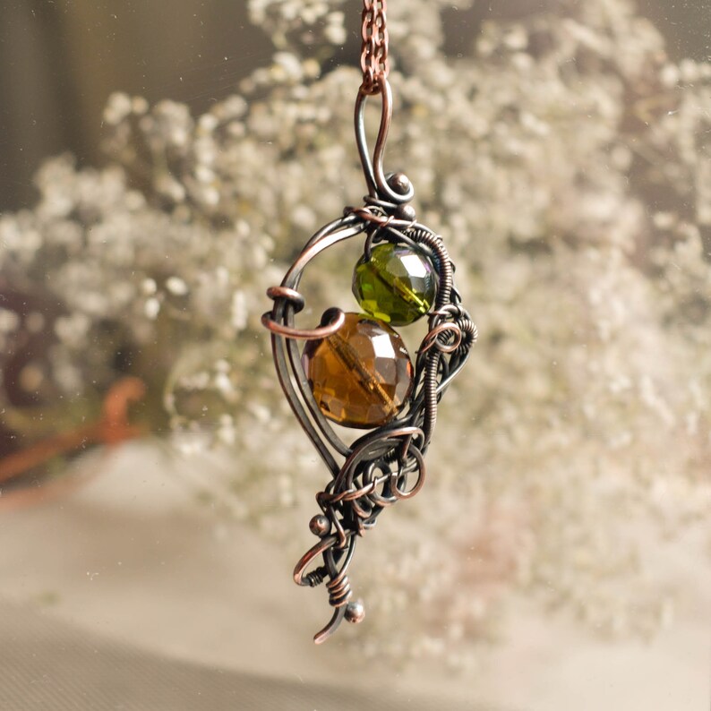 Art nouveau, collar de cristal, joyería de elfos, joyería de brujas, tendencia ahora, joyas vagabunda imagen 10