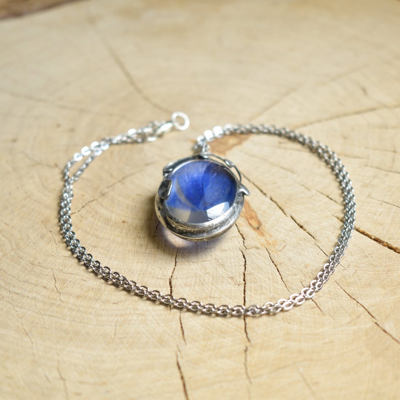 Blue Feather Necklace, elven jewelry, bird pendant, wanderlust jewelry image 7