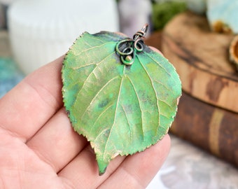 Linden Leaf Necklace, Pure Copper, Botanical Jewelry, Woodland Necklace, Anniversary, Gift for Her