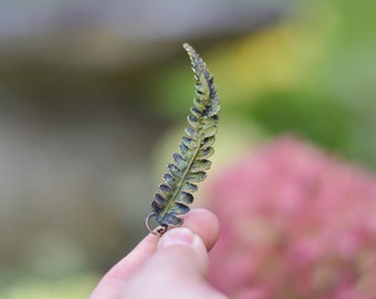 Dainty Fern Necklace Electroforming Leaf Pendant Botanical Woodland Necklace Free Shipping