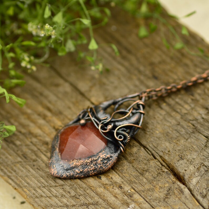 electroforming QUARTZ necklace raw stone necklace witchy necklace electroformed necklace
