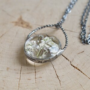 Pressed flower necklace, White Fowers Pendant, Baby's Breath Necklace, Witchcraft Jewelry, New Mom Gift, mothers day gift image 10