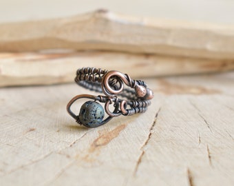 Lava Ring, Schlangen Ring, Kupfer Ring, Drahtgewebter Schmuck, Elfen Schmuck, Hexen Ring, Trending Now