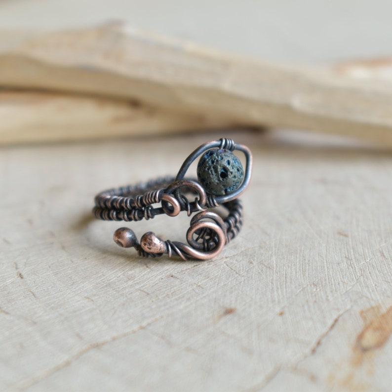 Lava ring, Snake Ring, Copper Ring, Wirewrapped Jewelry, Elven Jewelry, Witchy Ring, Trending Now image 2