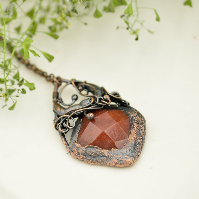 electroforming QUARTZ necklace raw stone necklace witchy necklace electroformed necklace