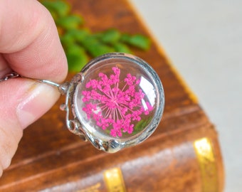 Pressed Flower Necklace, Pressed Flower Frame, Terrarium Jewelry, Botanical Necklace