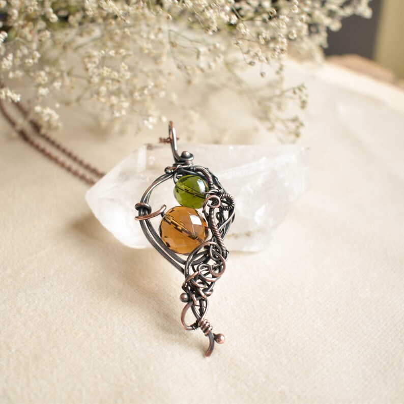 Art nouveau, collar de cristal, joyería de elfos, joyería de brujas, tendencia ahora, joyas vagabunda imagen 6