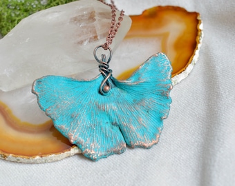 Ginkgo leaf necklace, 7th anniversary gift, trending now, witchy necklace, romantic necklace