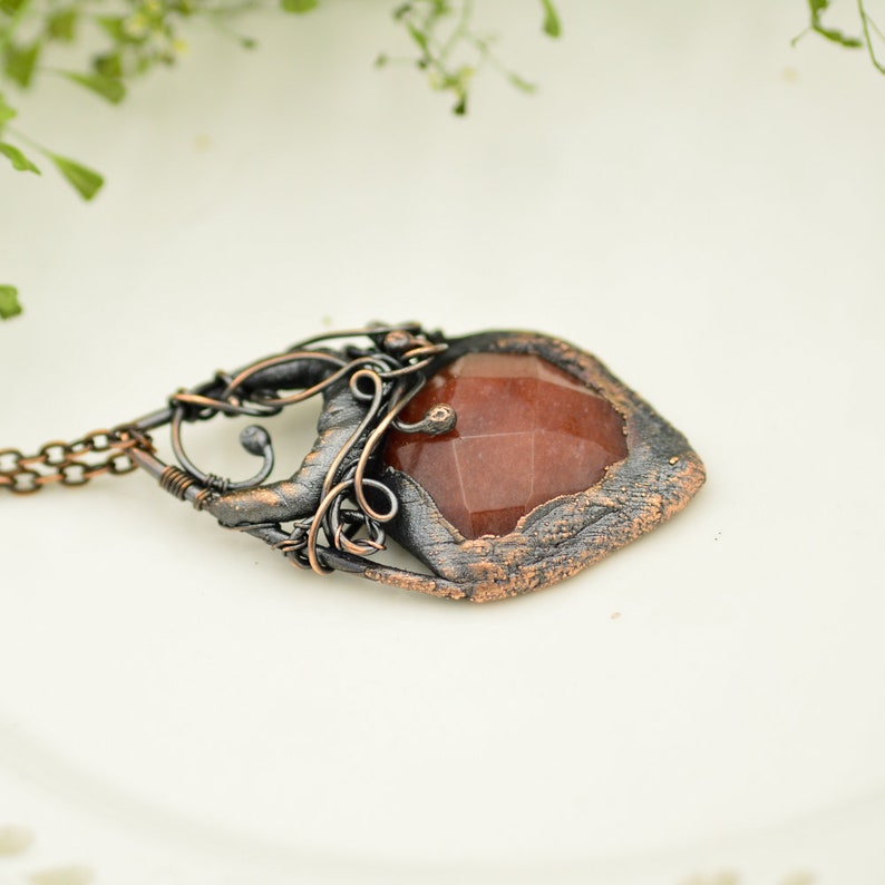 electroforming QUARTZ necklace raw stone necklace witchy necklace electroformed necklace
