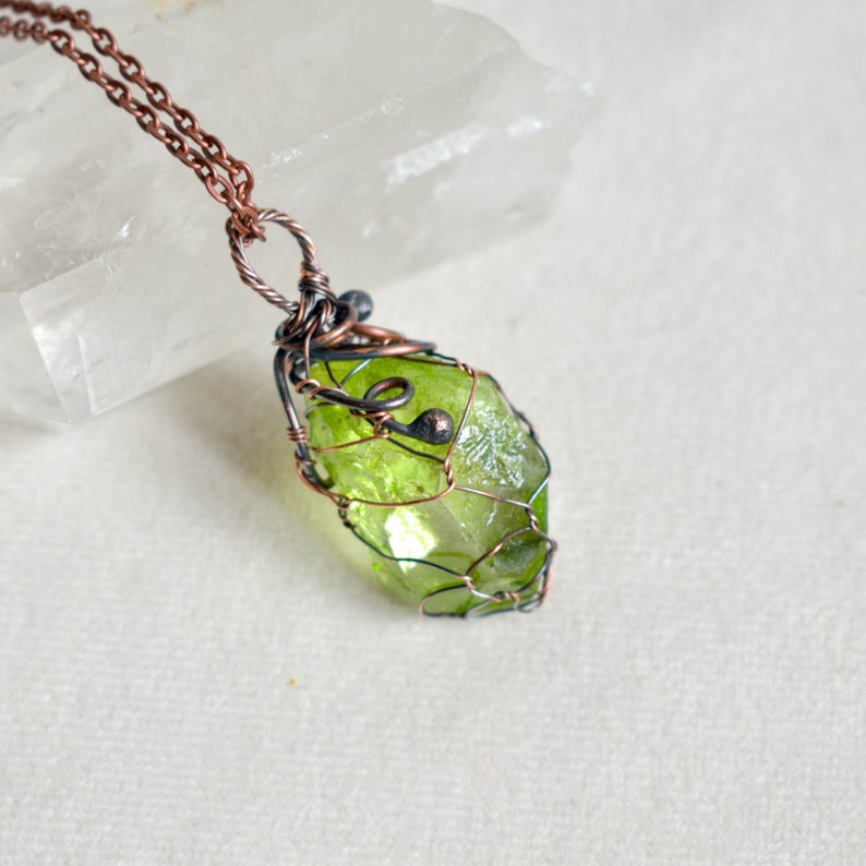 Green crystal necklace, Witchcraft Jewelry, Trending Now, Woodland Necklace image 4