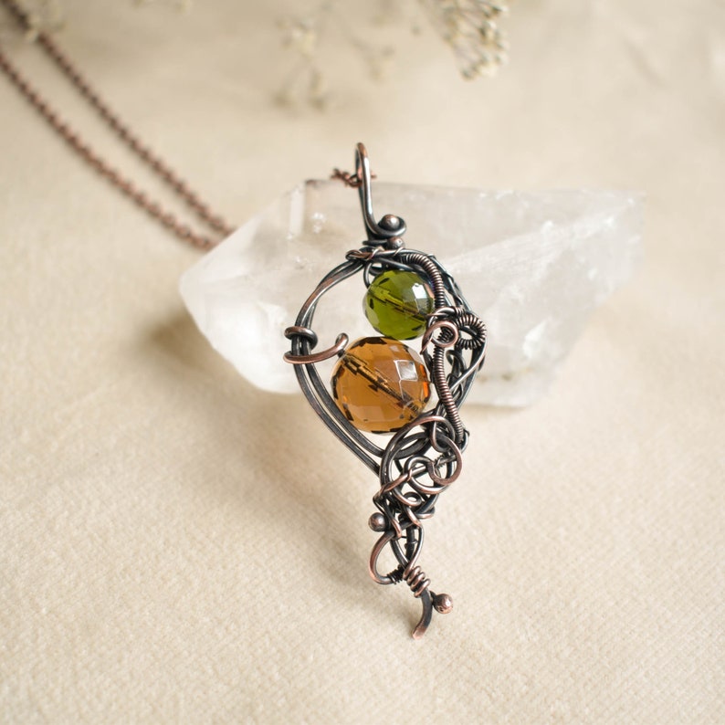Art nouveau, collar de cristal, joyería de elfos, joyería de brujas, tendencia ahora, joyas vagabunda imagen 5